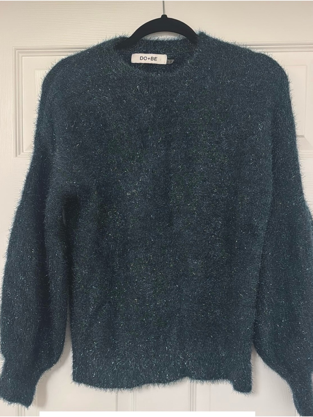 DO+BE Teal Fuzzy Crewneck Sweater
